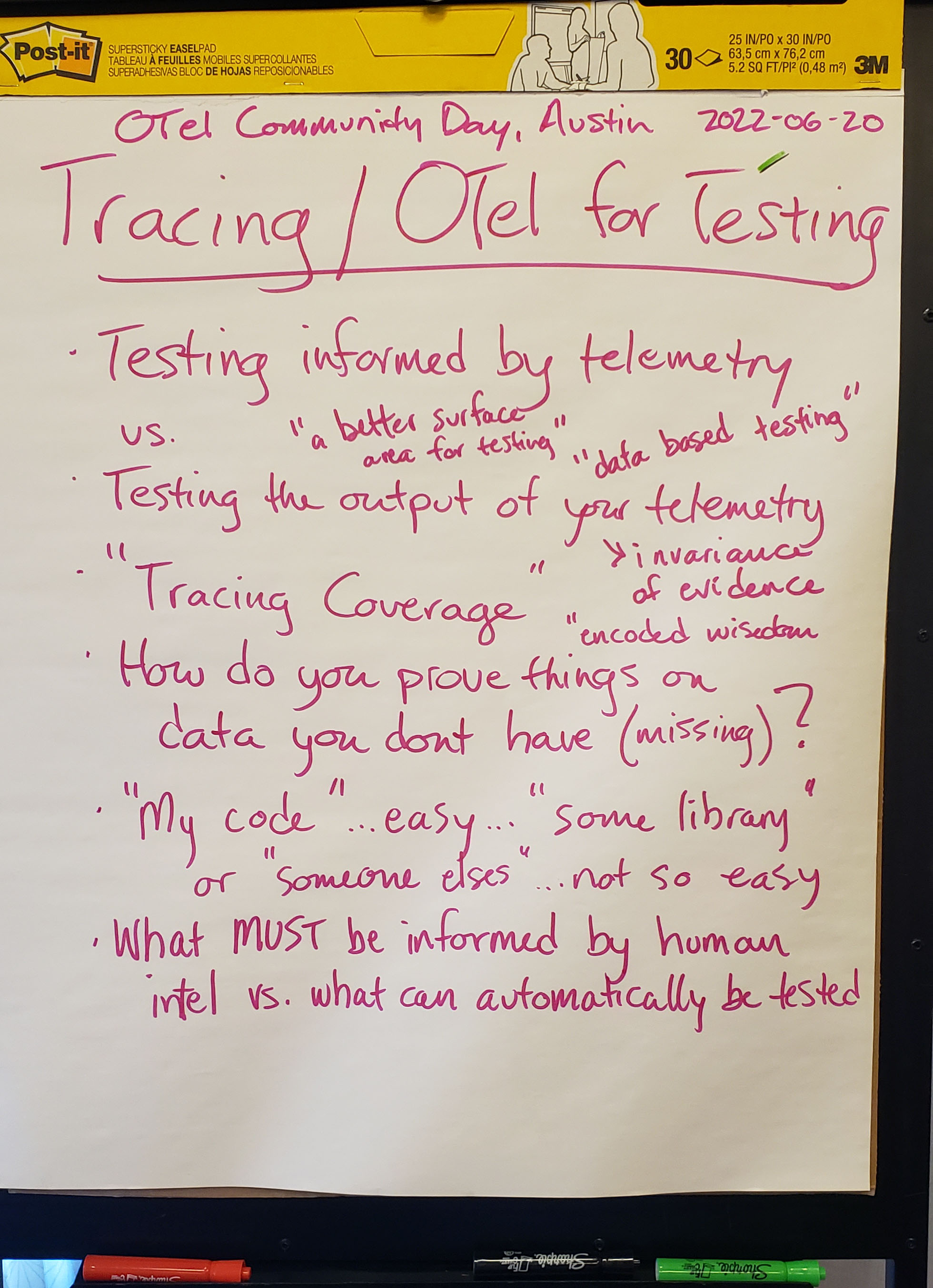 Key discussion points about OpenTelemetry and Testing
